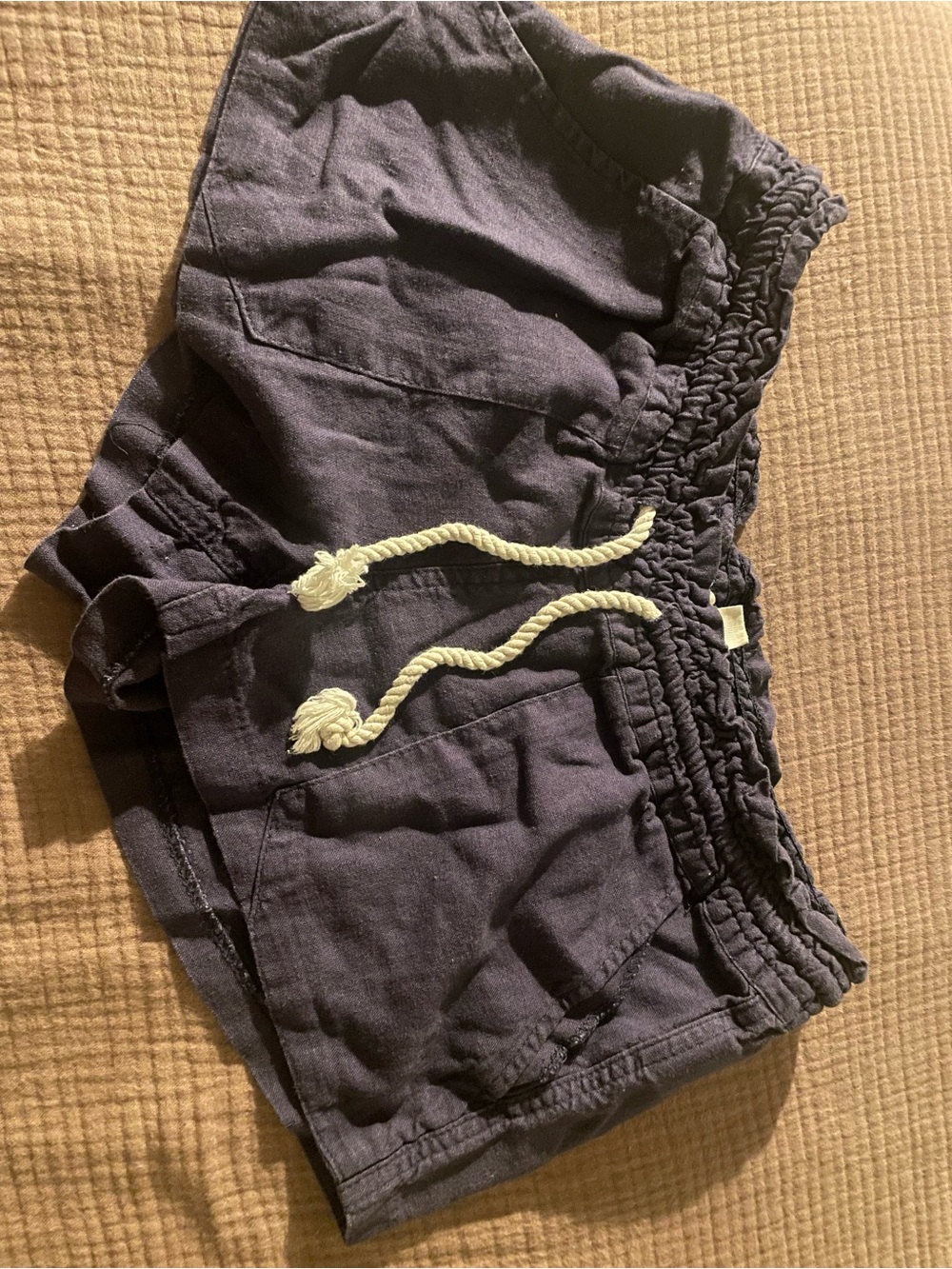 Roxy Navy Shorts with Cream Rope Tie